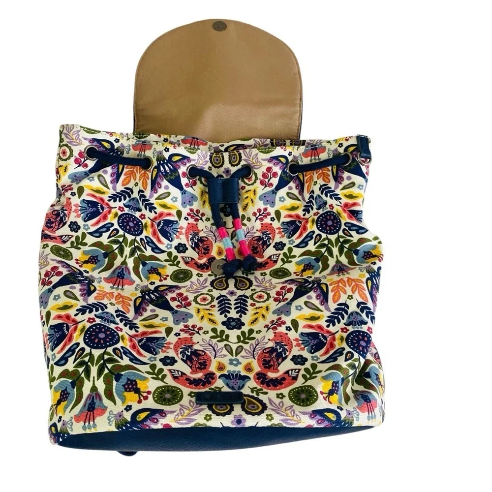 Sakroots Hermosa Canvas Folder Flap Backpack In Fox Otomi Forest Print